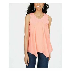 STYLE & COMPANY Womens Sleeveless Crew Neck Handkerchief Top